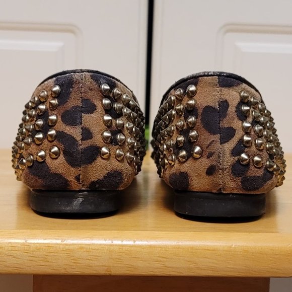 Steve Madden Leopard Print Brass Stud Flats - Picture 3 of 11
